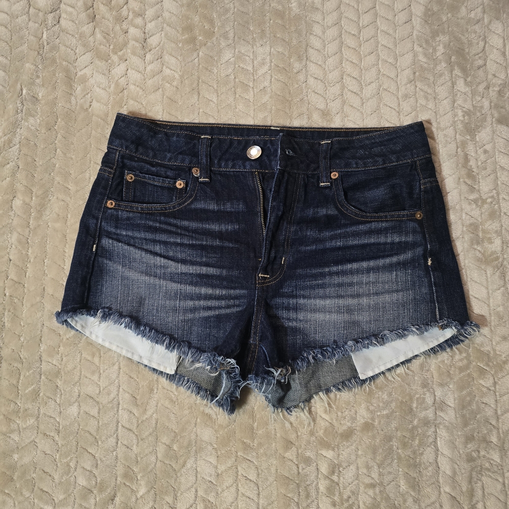 American Eagle Outfitters Blue Jean Shorts Frayed Hem